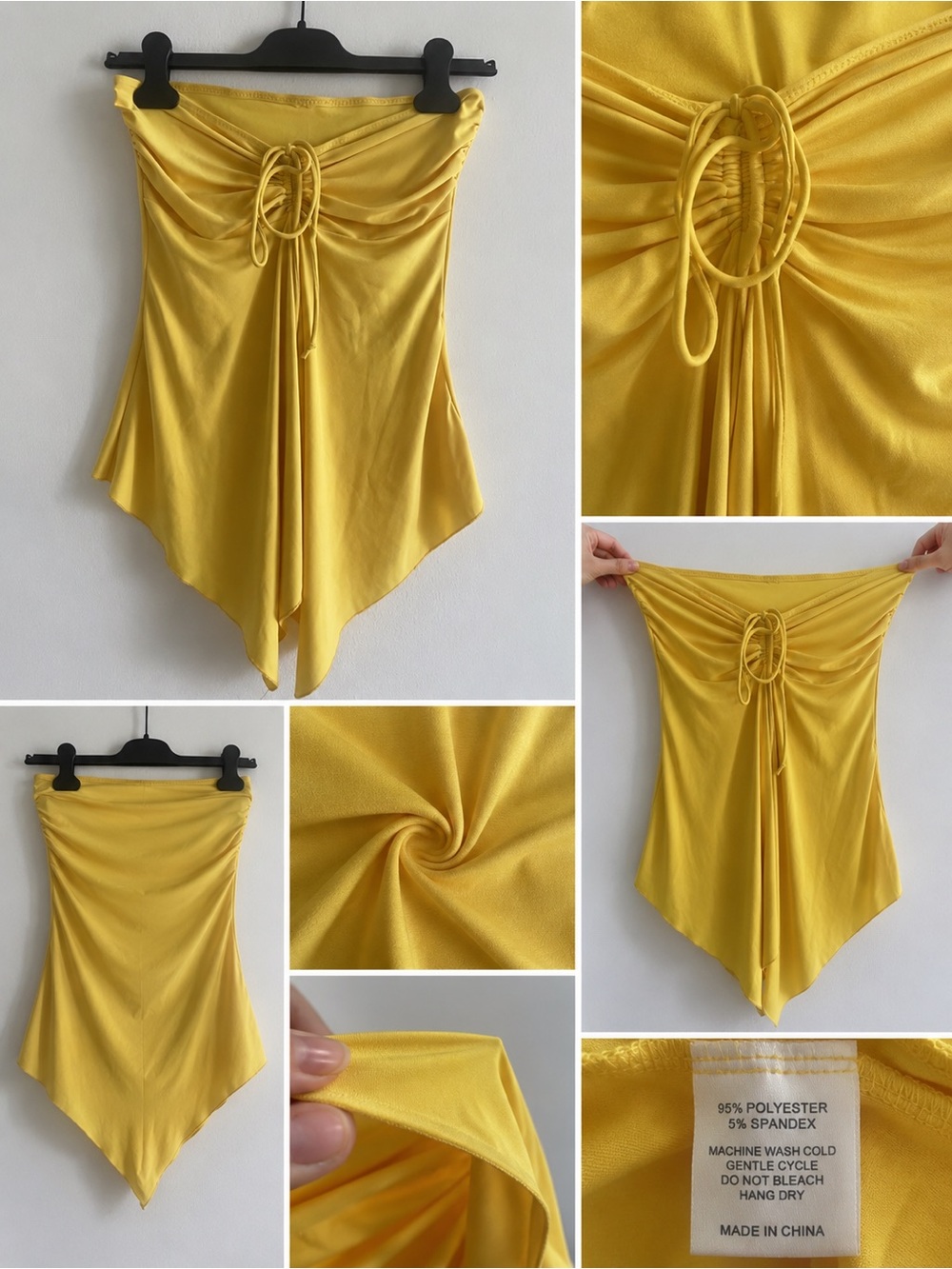 Strapless Yellow Ruched Tank Top